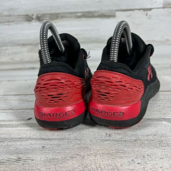 Under Armour Women's Lace Up Mesh Charged Rogue Running Shoes Black Red Size 4Y - Picture 3 of 8